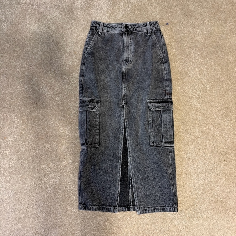 Love, Fire Black Button Denim Skirt